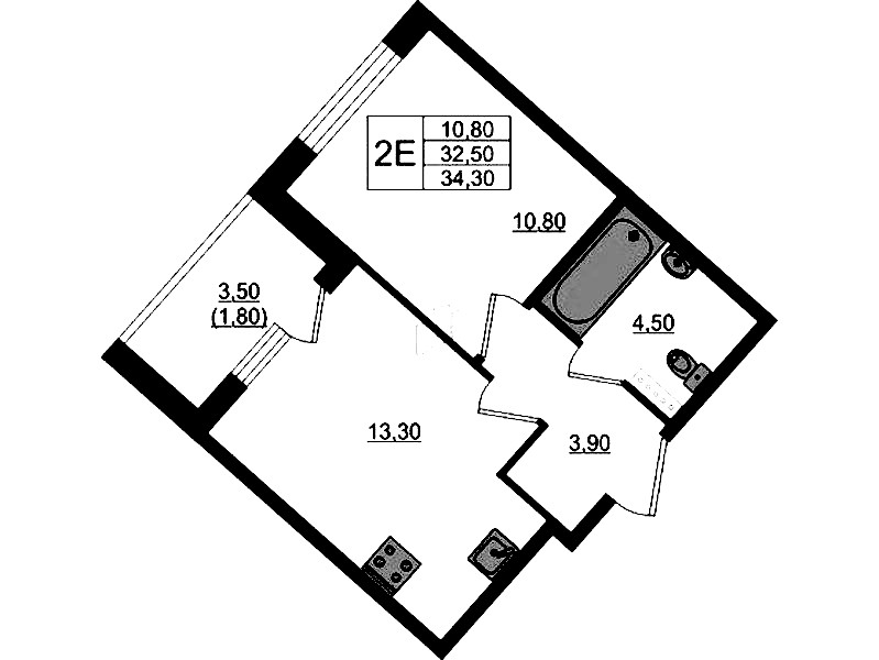 1-комнатная квартира 34.3 м², 4/4 эт., ЖК «Пулковский дом»